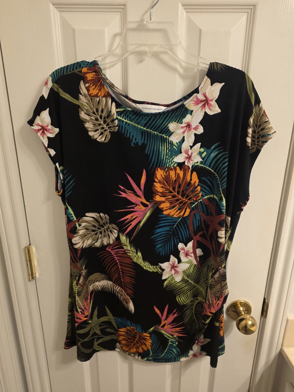 Christopher & Banks Black Tropical Floral Top - Picture 2 of 4